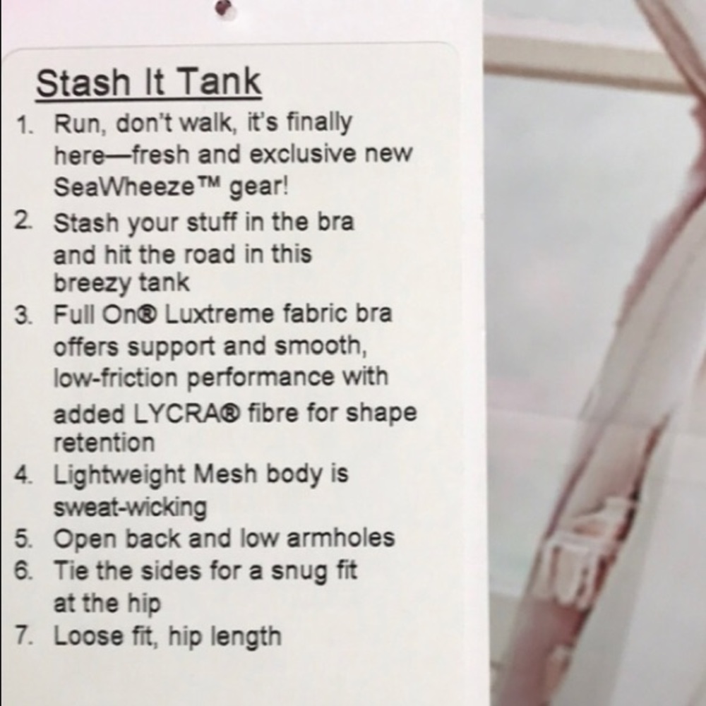 NWT LULULEMON SEAWHEEZE STASH IT TANK - - Size 8 - Picture 4 of 8